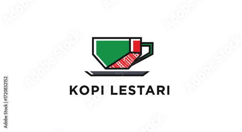 A stylized logo featuring a coffee cup and saucer with the text "KOPI LESTARI" below.