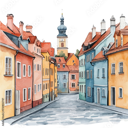 watercolor of Slovenian Ptuj City Parade, vector, isolated on a white background.
