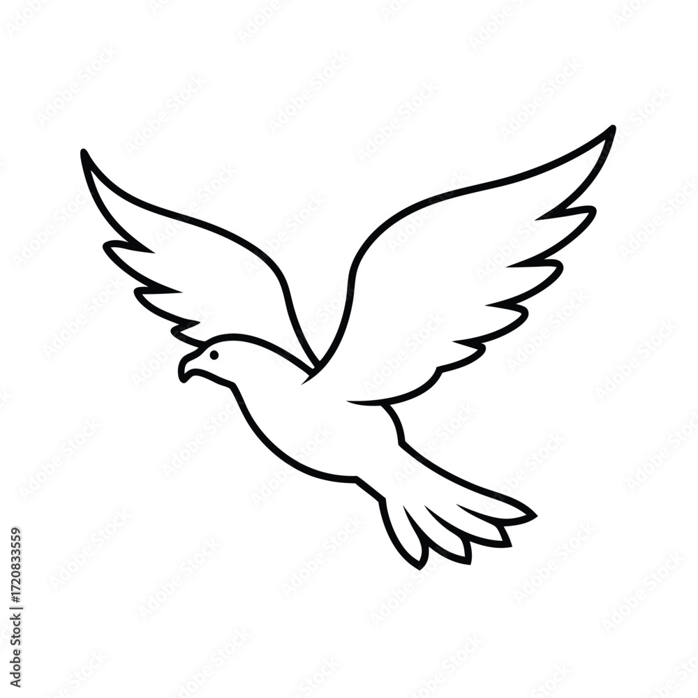 Obraz premium Majestic eagle silhouette with wings spread wide rendered in a clean continuous line art style for advertising