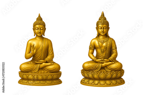 Beautiful marble idol of lord buddha with calm expression and meditation posture