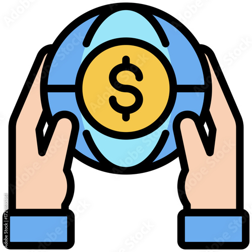 World Financial icon for economy macro, business, website, application, printing, document, poster design, etc
