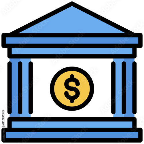 Bank account icon for economy macro, business, website, application, printing, document, poster design, etc