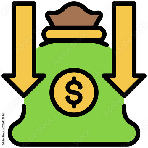 Reduce cost icon for economy macro, business, website, application, printing, document, poster design, etc
