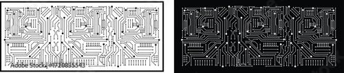 Circuit Board Pattern Icon Set Black Flat and Line Style PCB Symbol Collection Group of Microchip, Processor, Electronic, Semiconductor, Technology, Digital Hardware Vector
