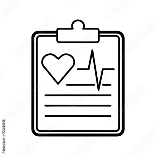 Medical Report Clipboard Icon with Heartbeat Line