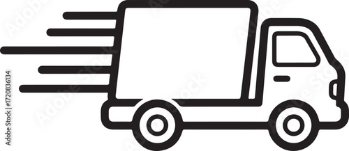 Illustration of fast delivery truck icon, isolated on white background