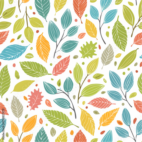 Modelo sin costuras de hojas de otoño Follaje de otoño Diseño para papel de embalaje textil de tela
1