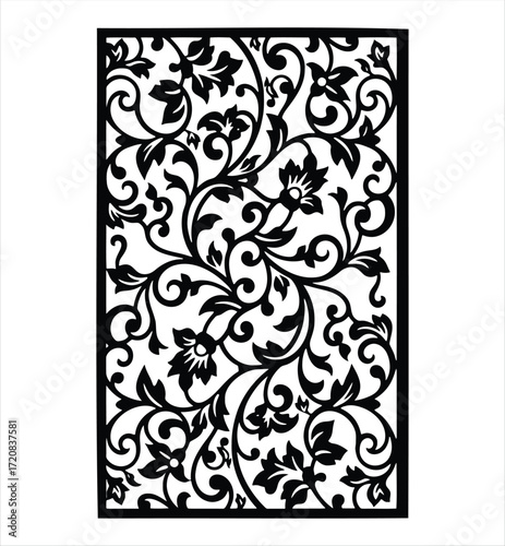 Elegant Floral Ornament Vector Design Featuring Black And White Decorative Art Elements Pattern