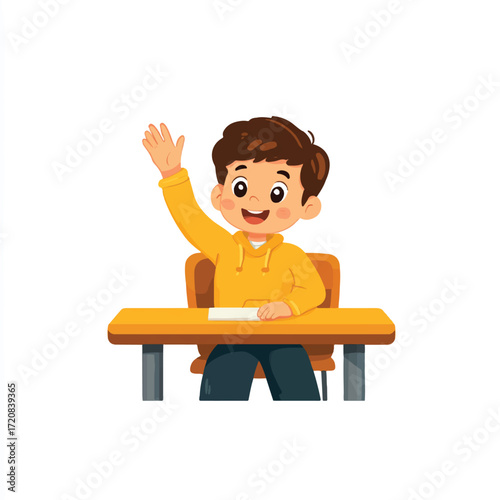 Child Raising Hand in Classroom