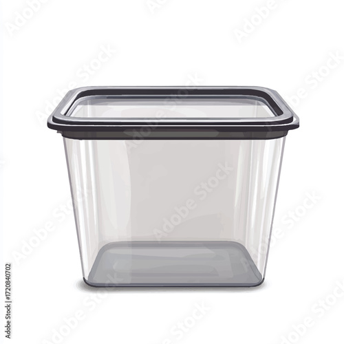 Clear Square Food Storage Container with Black Lid