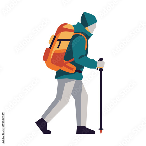 hiker with backpack walking