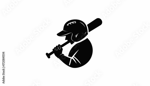 Baseball Silhouette A Stylish Black and White Design of a Batter Ready to Hit the Ball