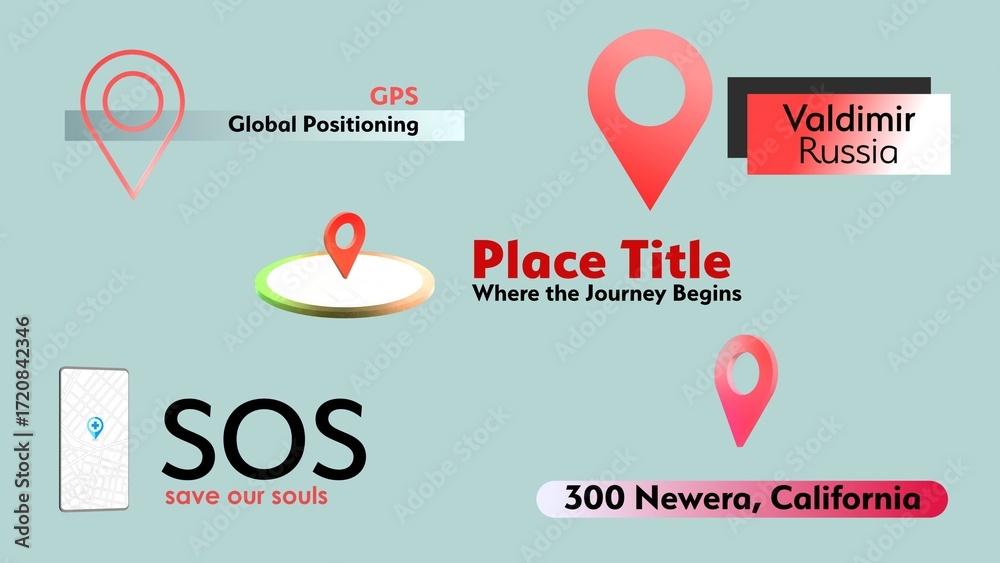 Modern Location Map Titles Stock Template | Adobe Stock