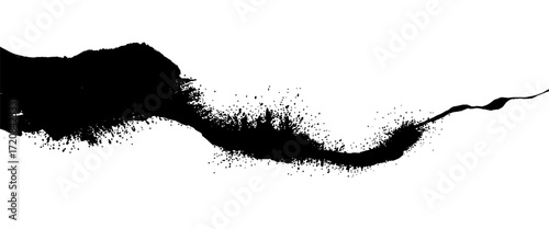 Vector style black ink brush stroke on white abstract background 
