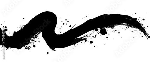 Vector style black ink brush stroke on white abstract background 