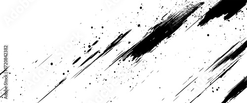 Vector black ink brush stroke on white abstract background with paintbrush design banner templates