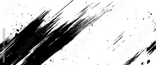 Vector style black ink brush stroke on white abstract background 