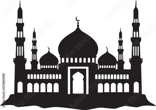 Grand Mosque Silhouette Islamic Architecture Stencil