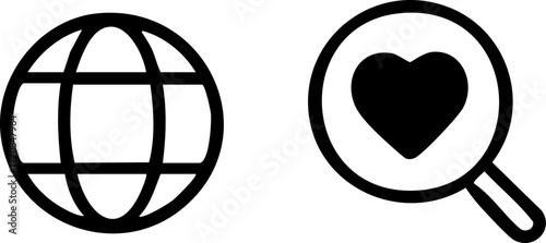 Global Love Search Icon Set.