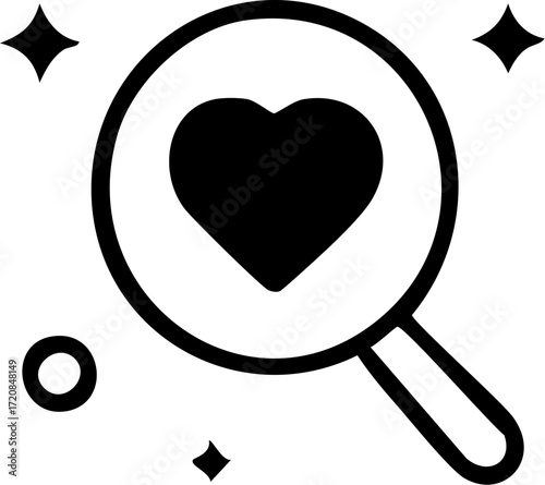 Magnifying Glass with Heart Icon.