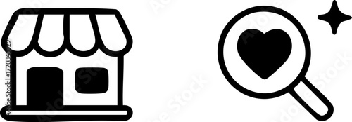 Online Shop and Favorite Search Icon.
