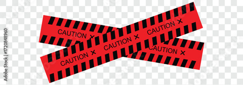 Set of caution tapes with black and yellow diagonal slashes or chevron print. Warning borders in construction work zone or crime scene. Danger, Attention tapes. realistic yellow and black caution set