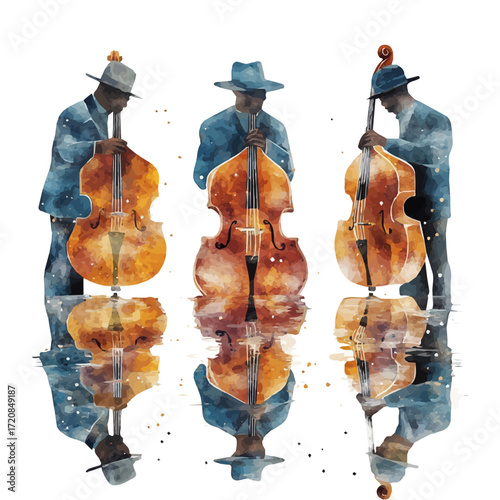 Scottish Jazz Street, watercolor painting vector, isolated on a white background.