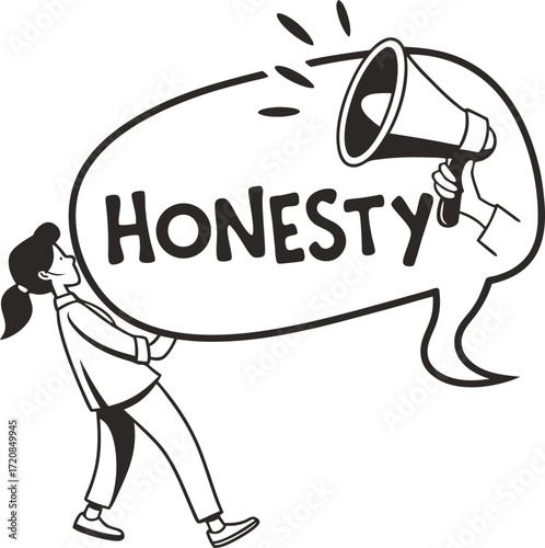 Honesty speech bubble outline icon vector.