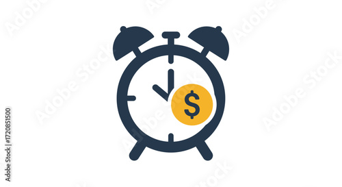 Alarm clock with a dollar sign, representing time and money concept.