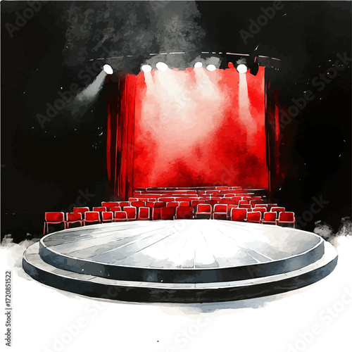 Scottish Indie Theatre, watercolor clipart vector, isolated on a white background.