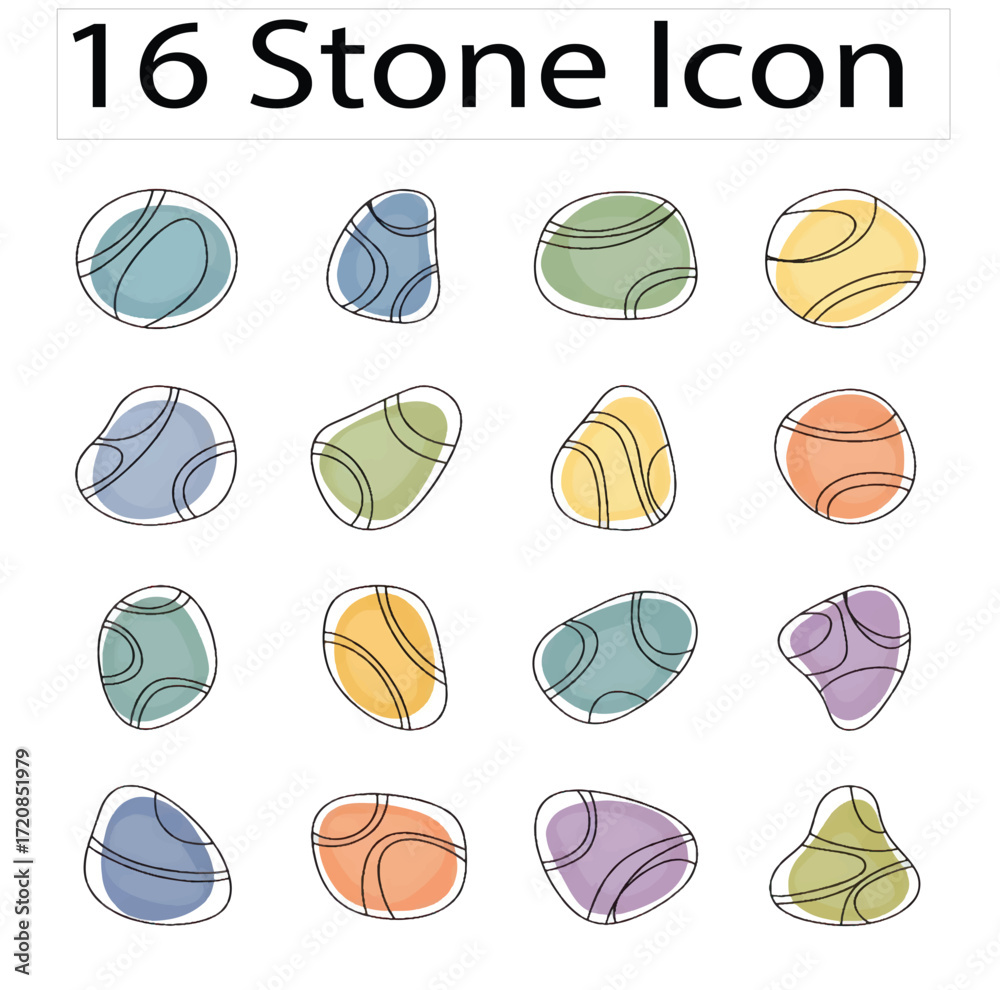 Fototapeta premium 16 stone icons 
