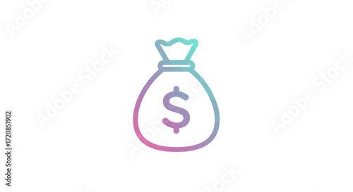 Gradient-filled money bag icon, depicting a simple money bag with a dollar sign.