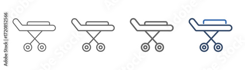 
outline icon set stretcher with patient bed design