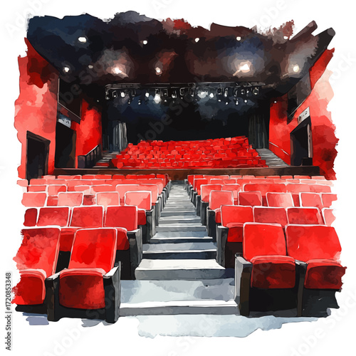 watercolor vector of Scottish Indie Theatre, isolated on a white background.