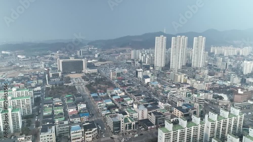  aerial view of Chungju City Hall in Korea