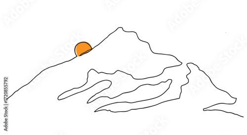 Wallpaper Mural Minimalist Mountain Line Art with Sunset Torontodigital.ca