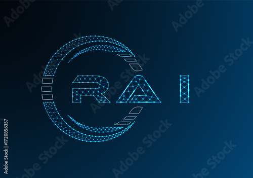 Canvas Print RAI low poly letter logo vector design