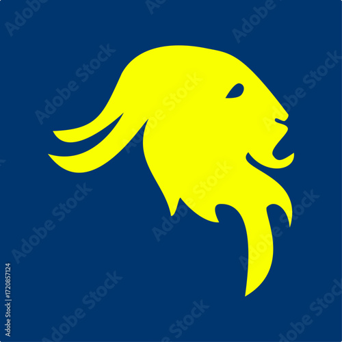 Goat head symbol artwork trendy useful vector Illustration design handsome colorful background