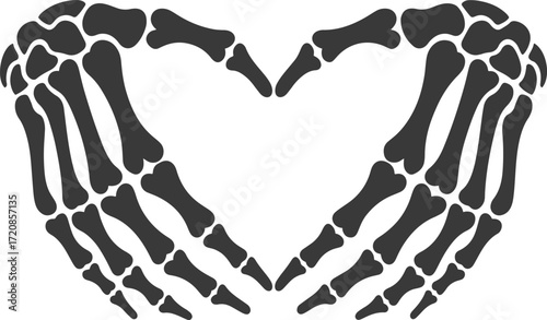 skeleton hands heart design. gothic skull love halloween bone hand tattoo vector illustration