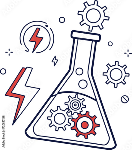Laboratory flask innovation outline icon vector.