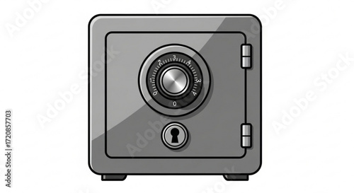 Safe box vector illustration for financial security and money protection concept with combination lock design