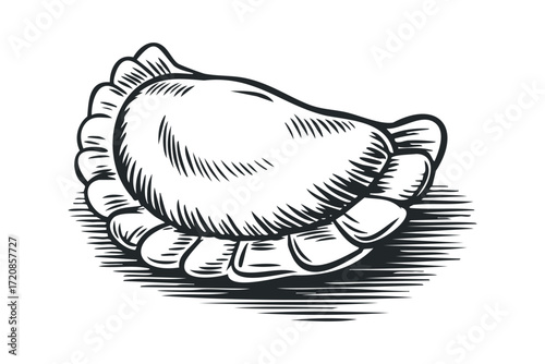 Hand drawn pierogi food item transparent. Vector hand drawn illustration