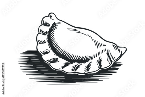 Pierogi food item with shadow on transparent background. Vector hand drawn illustration