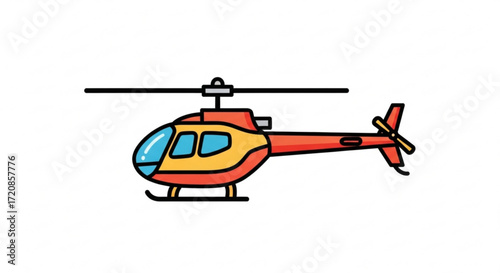 Cartoon helicopter illustration vector graphic design for kids and creative projects with red and yellow color
