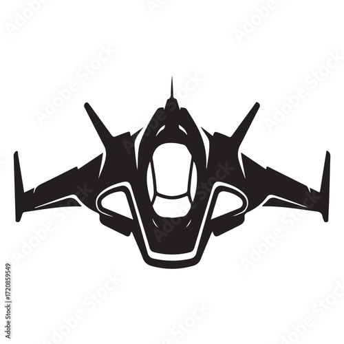 Futuristic Fighter Jet Silhouette Vector Illustration