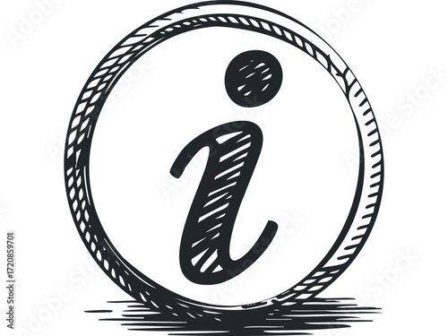Information icon sketch on transparent. Vector hand drawn illustration