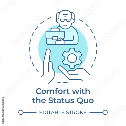 Comfort with status quo soft blue concept icon. Safety of current processes. Barrier to change. Round shape line illustration. Abstract idea. Graphic design. Easy to use in presentation