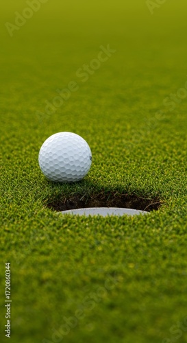 A Close-up of a Golf Ball on a Grassy Golf Course