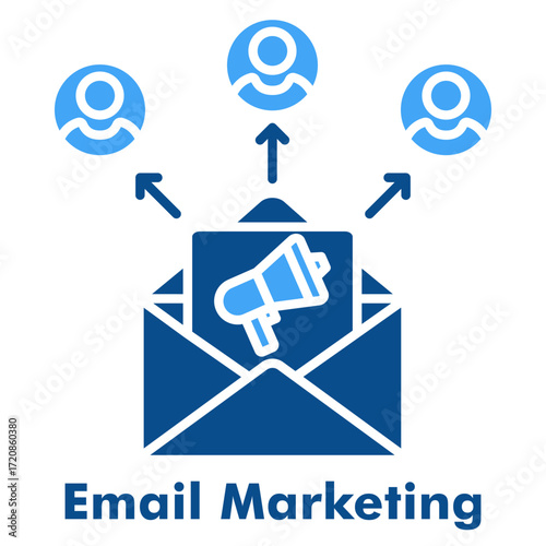 Email Marketing Two Color Icon Solid Style