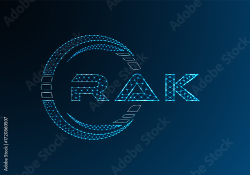 RAK low poly letter logo vector design. RAK lower poly logo design. Low poly logo.